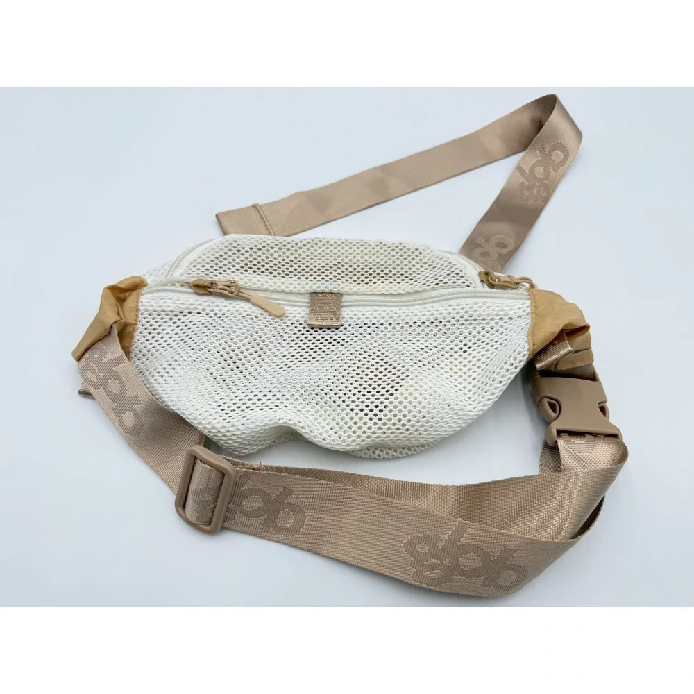 Glob Primary Flux Mesh Waist Pack Tan White Belt Bag Adjustable‎ Strap Ripstop
